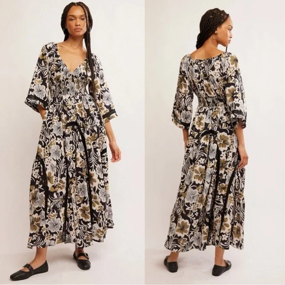 chinese dress ladies Free People Women's Bluebell Maxi, Cherry Combo, L at Amazon Women's  Clothing store main image 1
